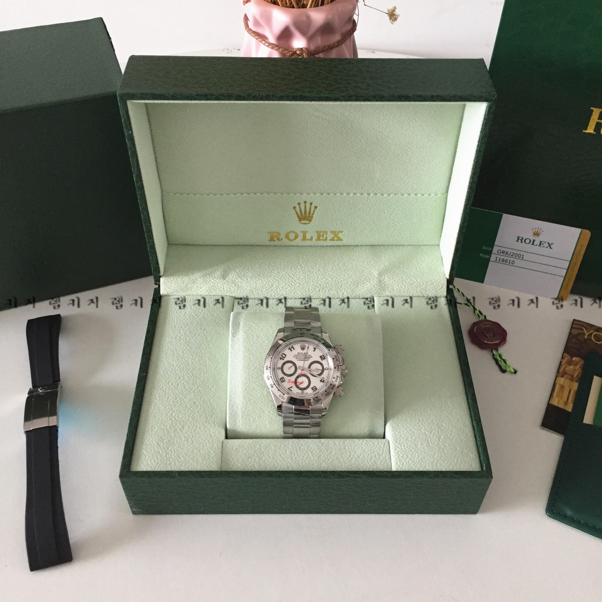 로렉스 롤렉스 데이토나 화이트 메탈시계 + 우레탄